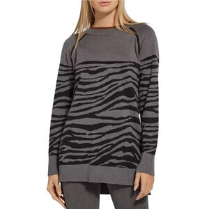 Lyses Black Zebra Print Pullover Tunic Sweater Women’s Size Large Gray